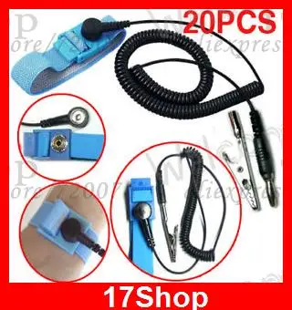 

Anti Static Wrist Strap BANANA PLUG ALLIGATOR CLIP 20PC