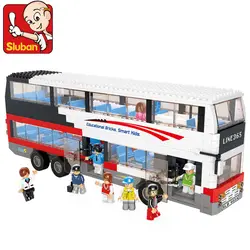 SLUBAN 0335 Decker автобус школьный автобус блоки 741 шт. ABS пластиковые строительные блоки наборы игрушки для детей DIY Кирпичи Игрушки