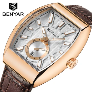

Top Luxury BENYAR 5136M Quartz Mens Watches Brand Men Military Leather Male Sports Watch Hour Date Waterproof Relogio Masculino