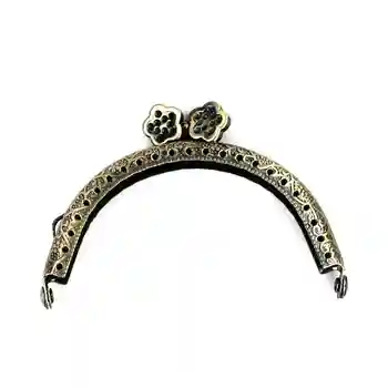 

20 pcs/lot 8.5 cm antique bronze semicircle plum head metal purse frame kiss clasp handle for DIY bag accessory