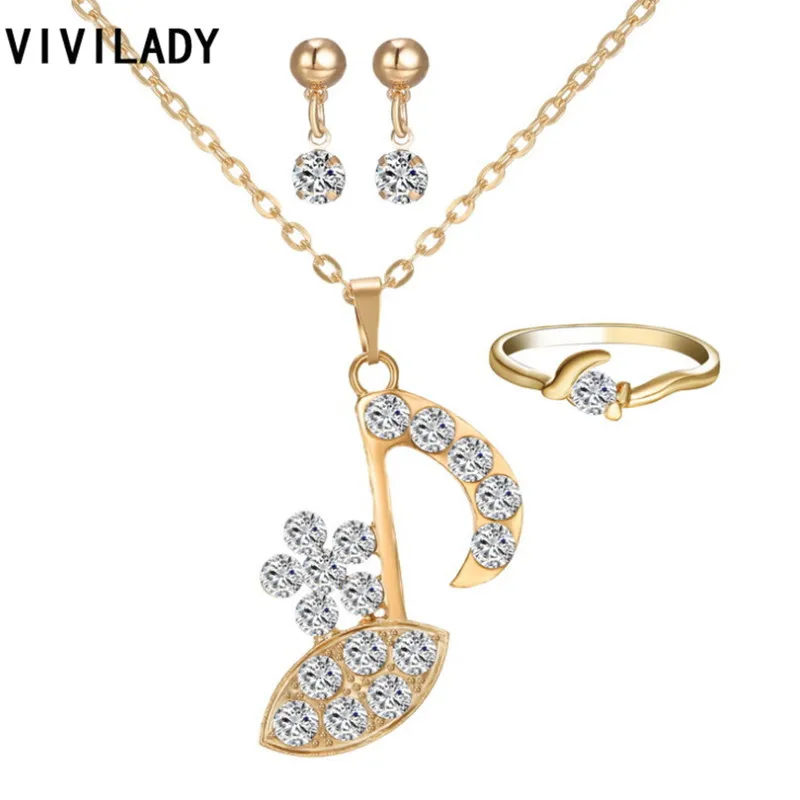 VIVILADY модные африканские 3 штуки Музыка Кристалл Сплав Кулон Ювелирные наборы