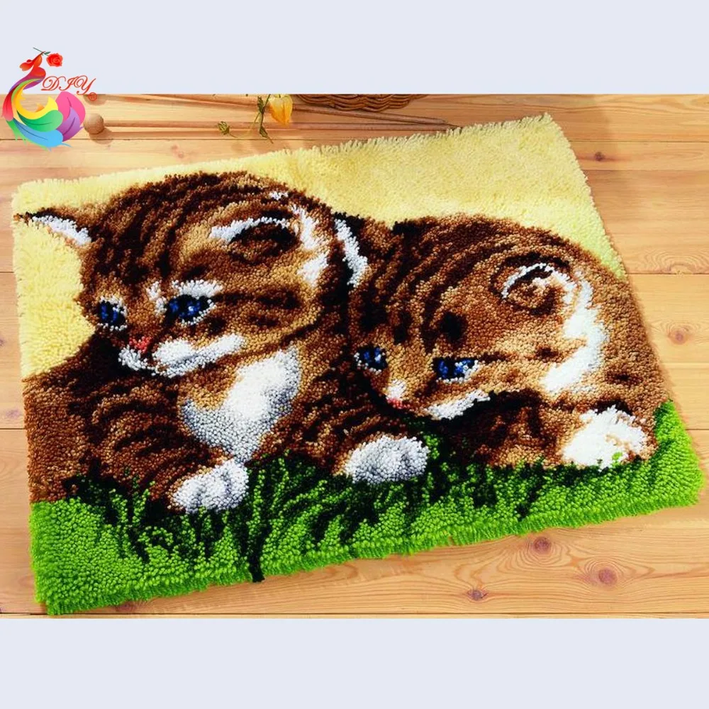Cute Cats cross-stitch kits Latch hook rug kits embroidery stair carpet mats Stitch threads Carpet embroidery yarn for knitting Cute Cats cross-stitch kits Latch hook rug kits embroidery stair carpet mats Stitch threads Carpet embroidery yarn for knitting