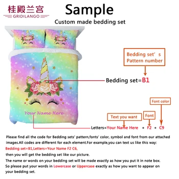

Custom Made Name Text Logo Unicorn Bedding Set Personalized Printed Duvet Cover Set Bedclothes 3pcs Home Textiles Dropshipping