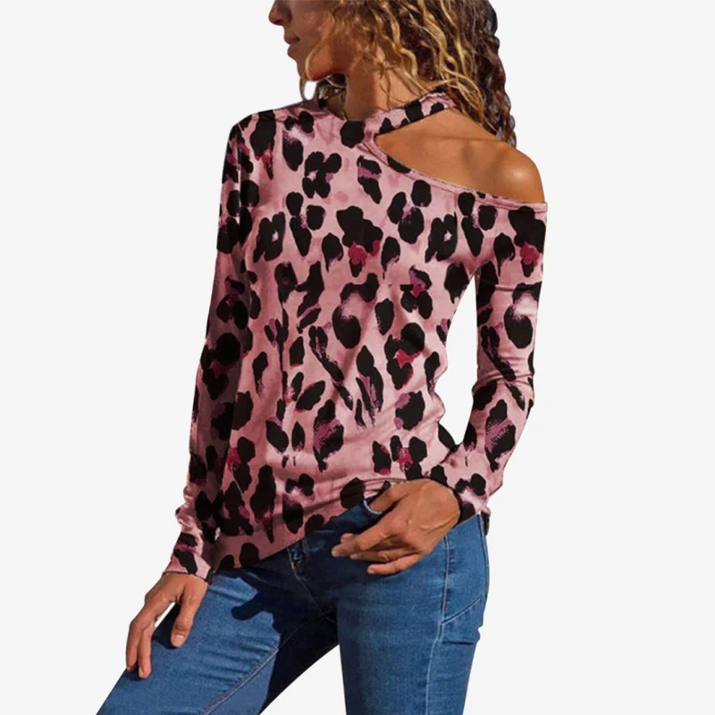 Plus Size Leopard Printed Halter Women Shirt Sexy Off Shoulder Long Sleeve Female Blouses Spring Fashion Casual Slim Woman Tops Plus Size Leopard Printed Halter Women Shirt Sexy Off Shoulder Long Sleeve Female Blouses Spring Fashion Casual Slim Woman Tops