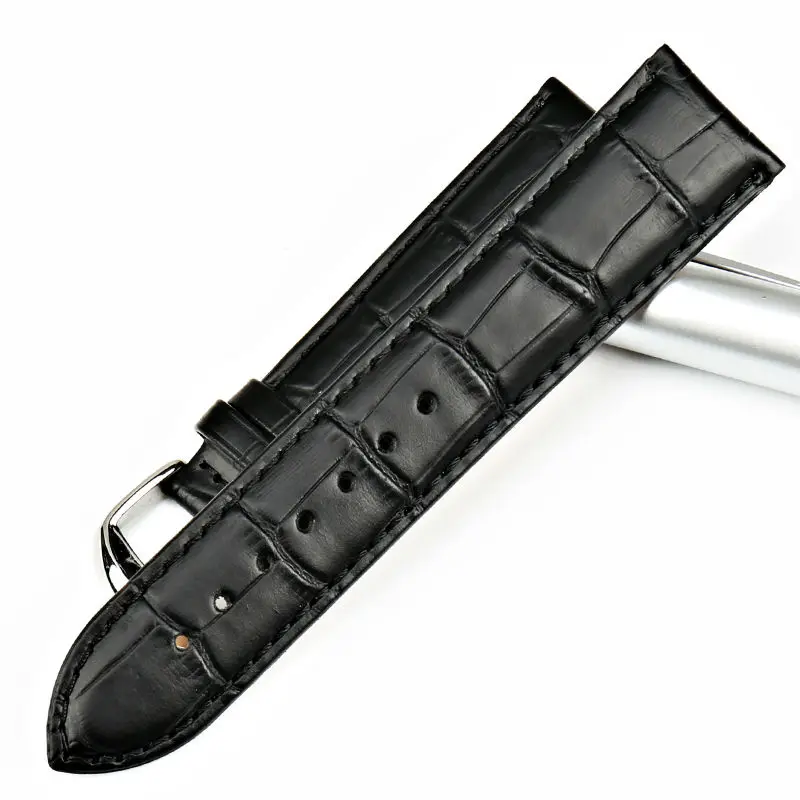 MAIKES ремешок для часов 18, 19, 20, 22, 24 мм ремешок для часов из натуральной кожи черный браслет для часов аксессуары для часов Tissot