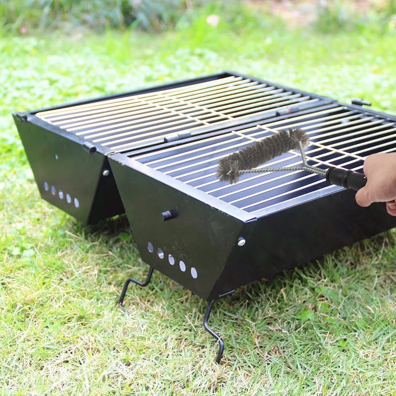 Non-Stick Barbecue Grill BBQ Brush Stainless Steel Wire Bristles Cleaning Brushes With Handle Durable Cooking BBQ Tools Hot Sale