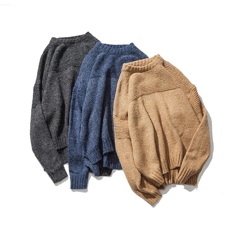 Корейский шею Свитера, пуловеры Для мужчин свободные Повседневное с длинным рукавом Твердые Осень 2018 свитера Высокое качество Новый