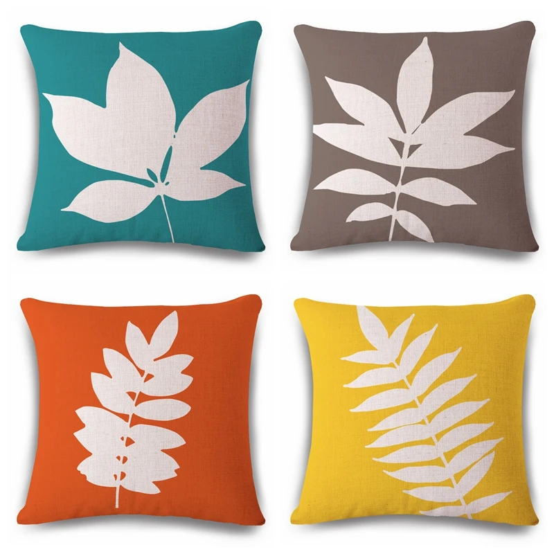 

Red Green Leaves Cushion Cover Woven Linen Family Affection Sofa Car Family Home Decorative Throw Pillow Case Housse De Coussin
