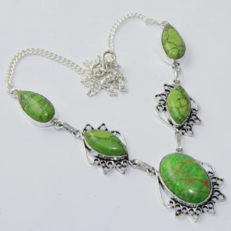 

Turquois Necklace Silver Overlay over Copper, 49.5 cm, N1892