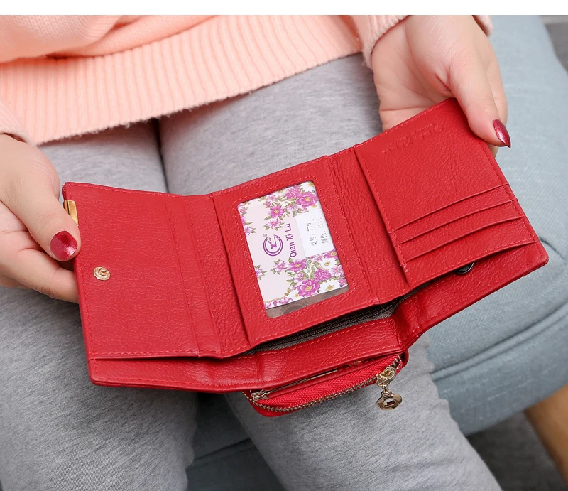 Qianxilu брендовый модный кошелек из натуральной кожи в стиле пэчворк женский маленький кошелек женский короткий дизайн