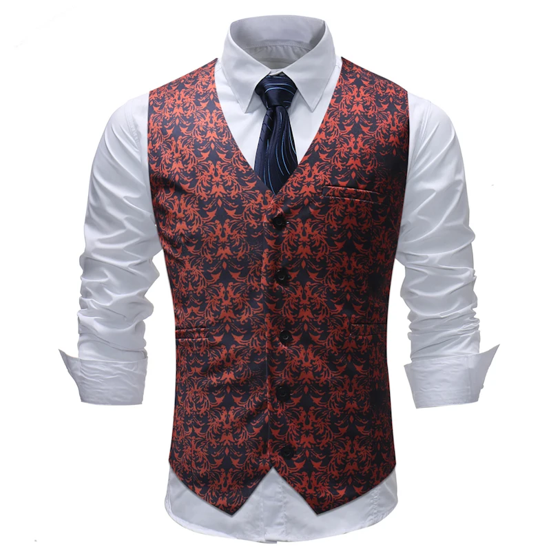 New Arrive Suit Vest Men Slim Fit Classic Paisley Jacquard Party Wedding Waistcoat Vest Fashion Trend Coletes Chaleco 