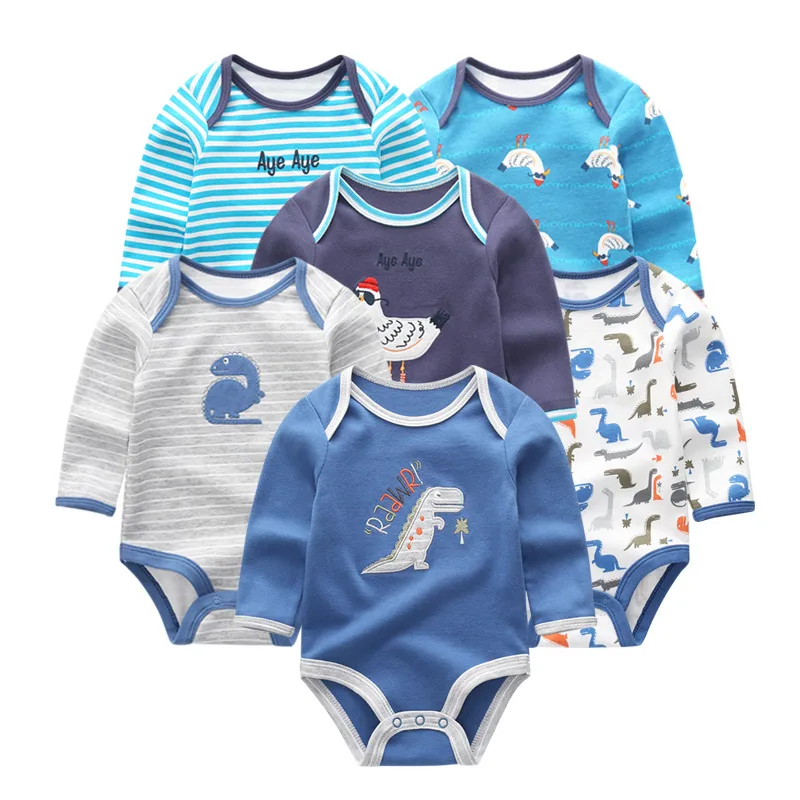 6 шт./лот, зимняя одежда для новорожденных, хлопчатобумажный комбинезон с длинными рукавами для малышей, Ropa para малыш Bebe, одежда для девочек
