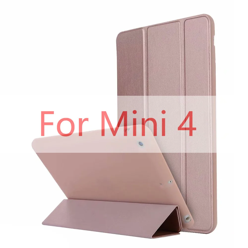 Для Apple iPad Mini 4 3 2 1 чехол, тонкий из искусственной кожи+ ТПУ Мягкий задний теплоотвод смарт-чехол для iPad Mini4 Mini 2 Чехол Funda - Цвет: Mini4 Rose Gold