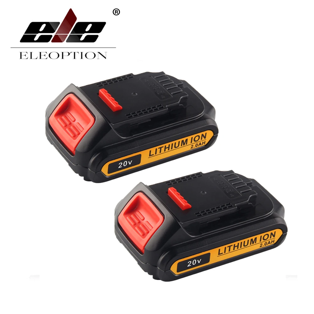 

ELEOPTION 2PCS 20V 2000mAh Li-ion Rechargeable Power Tool Battery For DEWALT DCB203 DCB181 DCB180 DCB200 DCB201 DCB201-2
