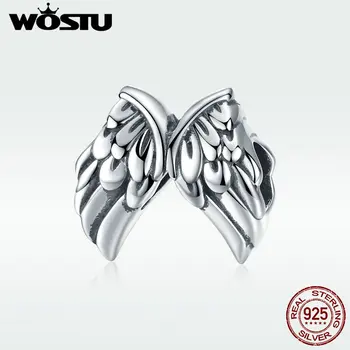 

WOSTU Authentic 925 Sterling Silver Guardian Wings Beads Fit Charm Bracelet Necklace Pendant For Women Silver Jewelry DXC1091