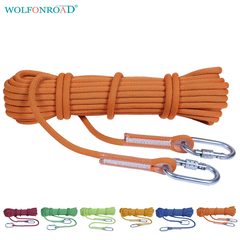 WOLFONROAD 10 Meters Rock Climbing Rappelling Rope 10.5 14mm Diameter