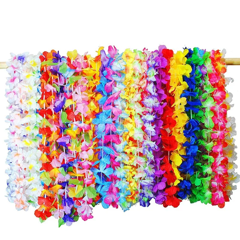 

36 Counts Tropical Hawaiian Luau Flower Lei Party Favors Wreath