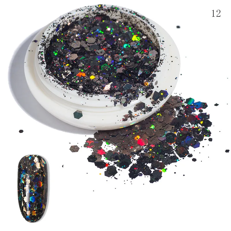 Decoração para Unha Garrafas Paillette Mista Unha Art Glitter Lantejoulas Ultra-fino Flake Pigmento Dicas Manicure Polonês 12 15 Adesivos e decalques