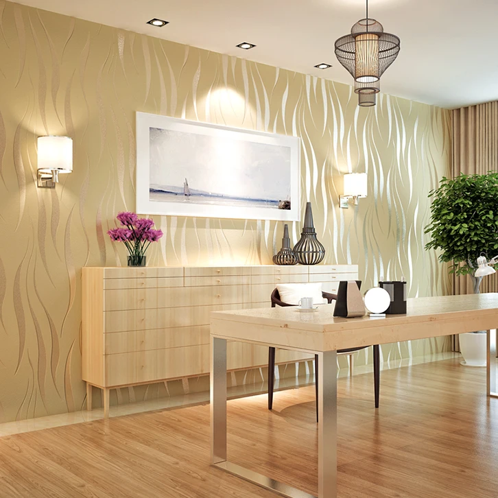 Modern Solid Curve Pattern Wallpaper 3D Mural Wall Decals Fresh Textile