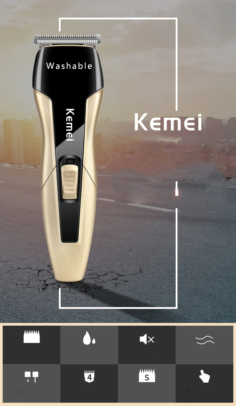 Máquina de Cortar Aparador de Cabelo Máquina de Corte de Cabelo Kemei Cabelo Lavável Elétrica Profissional 0mm Baldheaded Escultura Fade Cutter Barbeiro 2 Cheap Aparadores de pelo