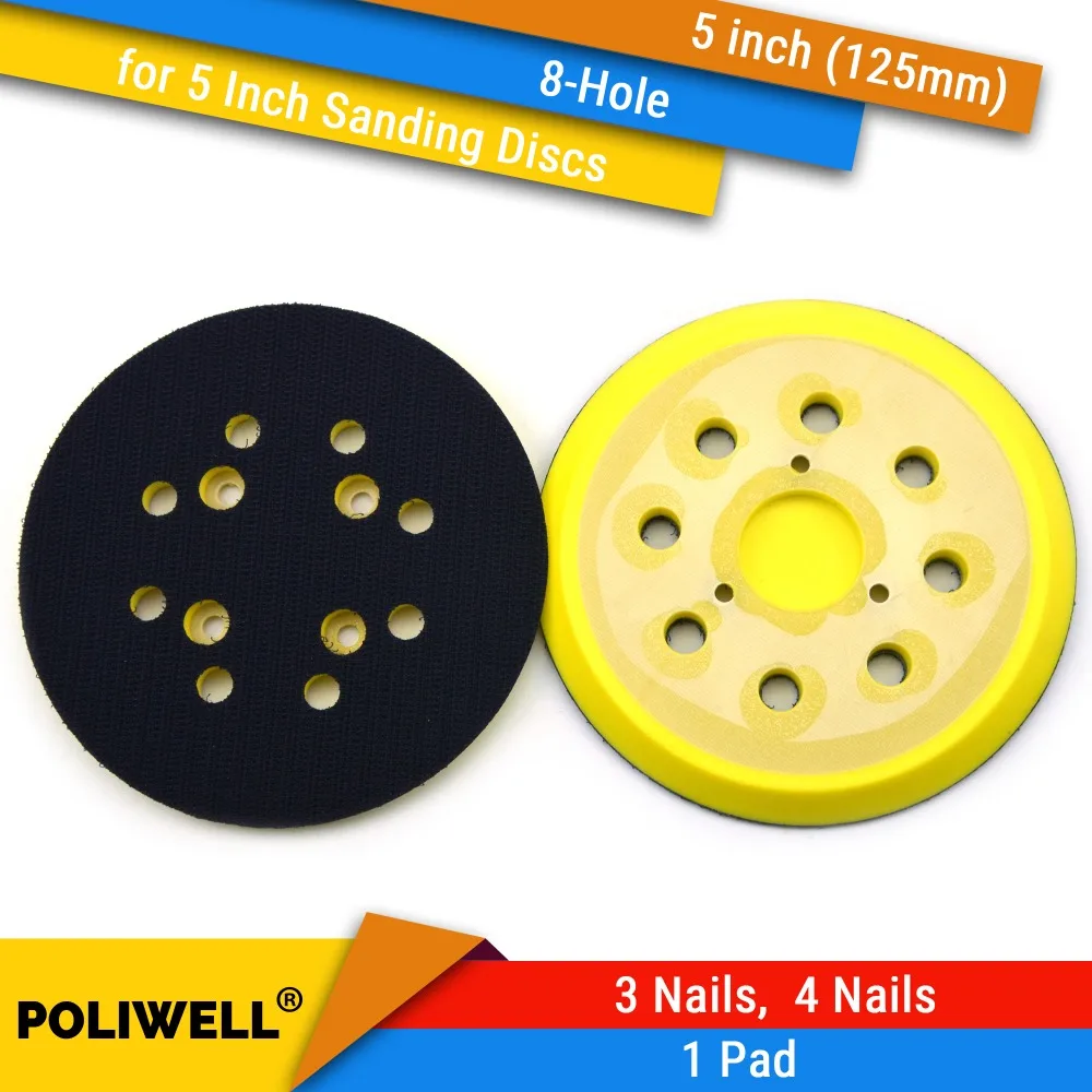  5 Inch 125mm 8-Hole 3 Nails 4 Nails Back-up Sanding Pads for Sanding Discs fits Angle Grinder Sande