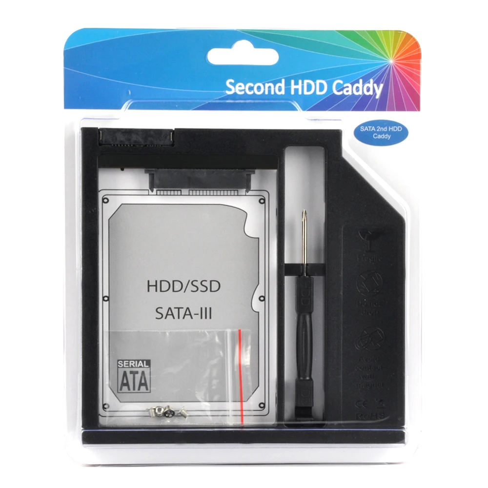 DeepFox Универсальный SATA 3,0 2nd HDD Caddy 9,5 мм для 2," 2 ТБ SSD чехол Корпус жесткого диска для ноутбука DVD-ROM Оптический отсек