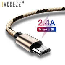 ACCEZZ Нейлон Micro USB кабель 2.4A Android телефон провод для быстрой зарядки для samsung S7 для Xiaomi Redmi Note 4 Plus зарядное устройство