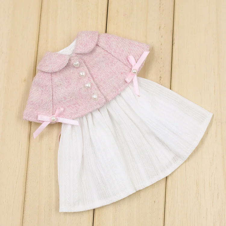 Наряды для куклы Blyth, белое платье с розовой мантией, костюм для 1/6 azone BJD pullip licca