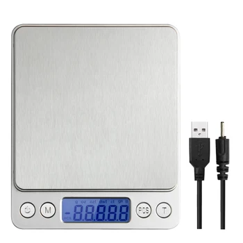 

Support USB powered 3kg 0.1g Electronic Kitchen Scales Food Diet weight scale Stainless Steel Cooking Tool Weighing Balance LCD