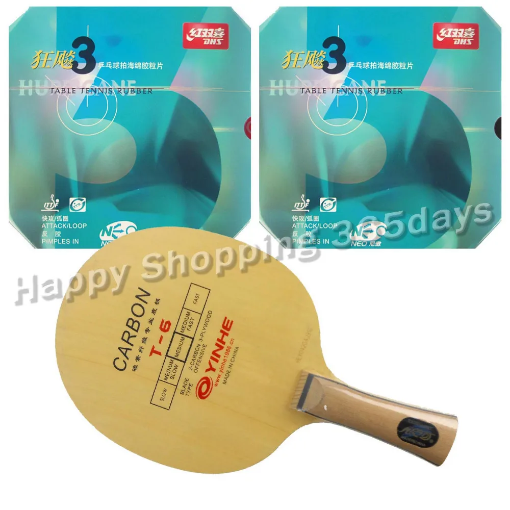 Pro Table Tennis/ PingPong Combo Racket: Galaxy YINHE T-6 Blade with 2x DHS NEO Hurricane3 Rubbers Shakehand Long Handle FL Pro Table Tennis/ PingPong Combo Racket: Galaxy YINHE T-6 Blade with 2x DHS NEO Hurricane3 Rubbers Shakehand Long Handle FL