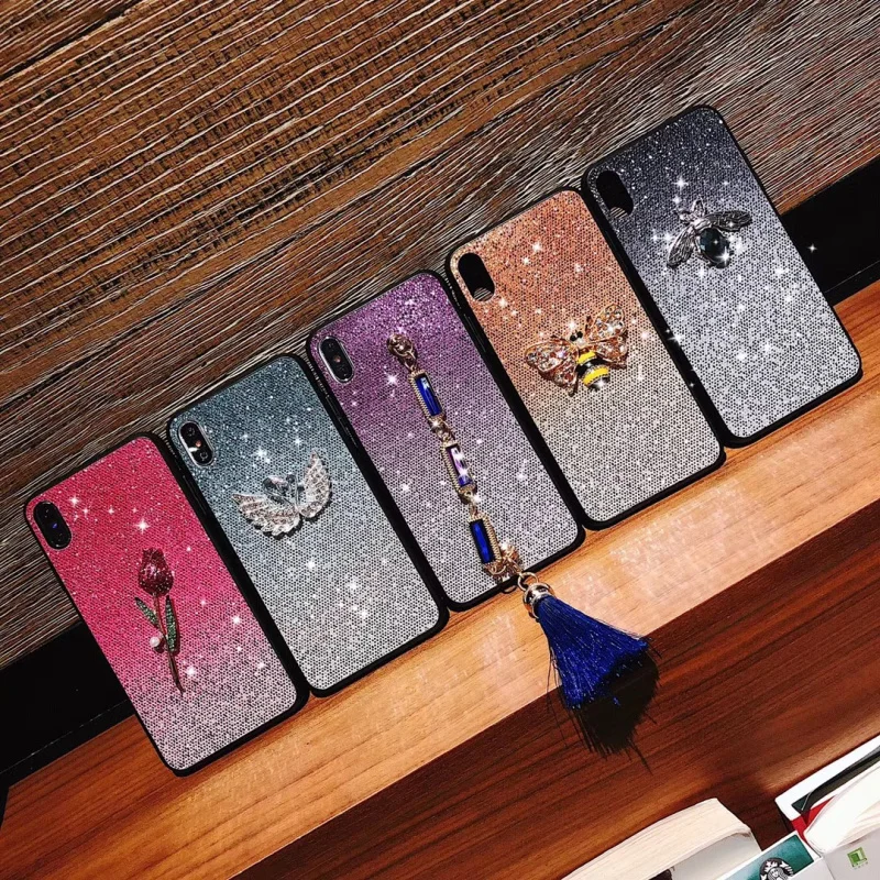 

Gradient Glitter Case for iPhone XS Max Phone Case for iPhone 7 8 Plus XR X 6 6S 5 5S SE DIY Back Cover for iPhone 8 case Shell