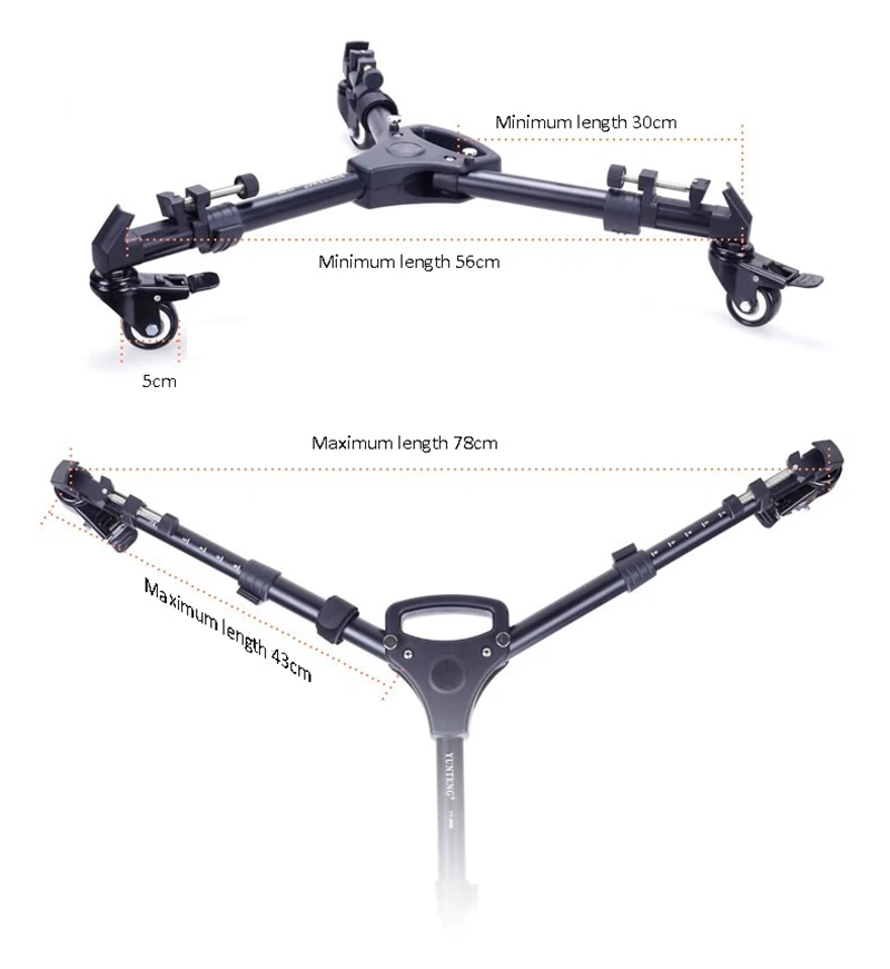 YUNTENG 900 Профессиональный складной штатив Долли для видео Освещение с тремя колесами штатив RU