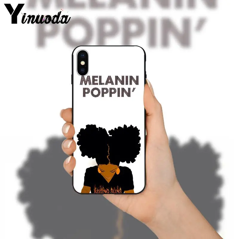 Yinuoda MELANIN POPPIN Black Girl capas Роскошный Уникальный Дизайн чехол для телефона Apple iPhone 8 7 6S