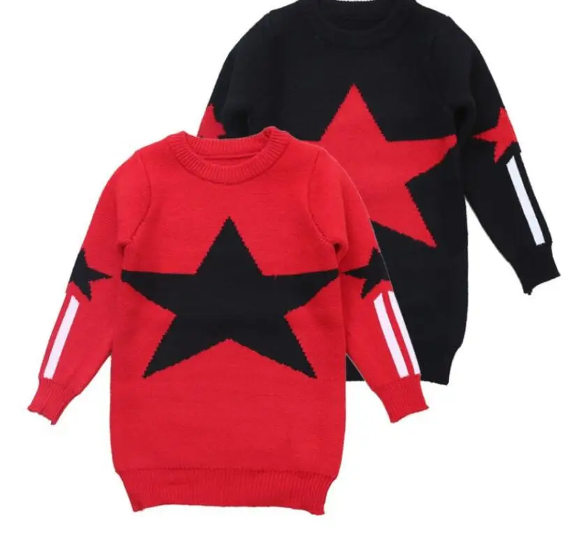 

2018 New Autumn Children Five Stars Sweaters Girls Sweater Basic Kids Knitted Sweaters Basic Toddler Soft Sweaters,4-12Y