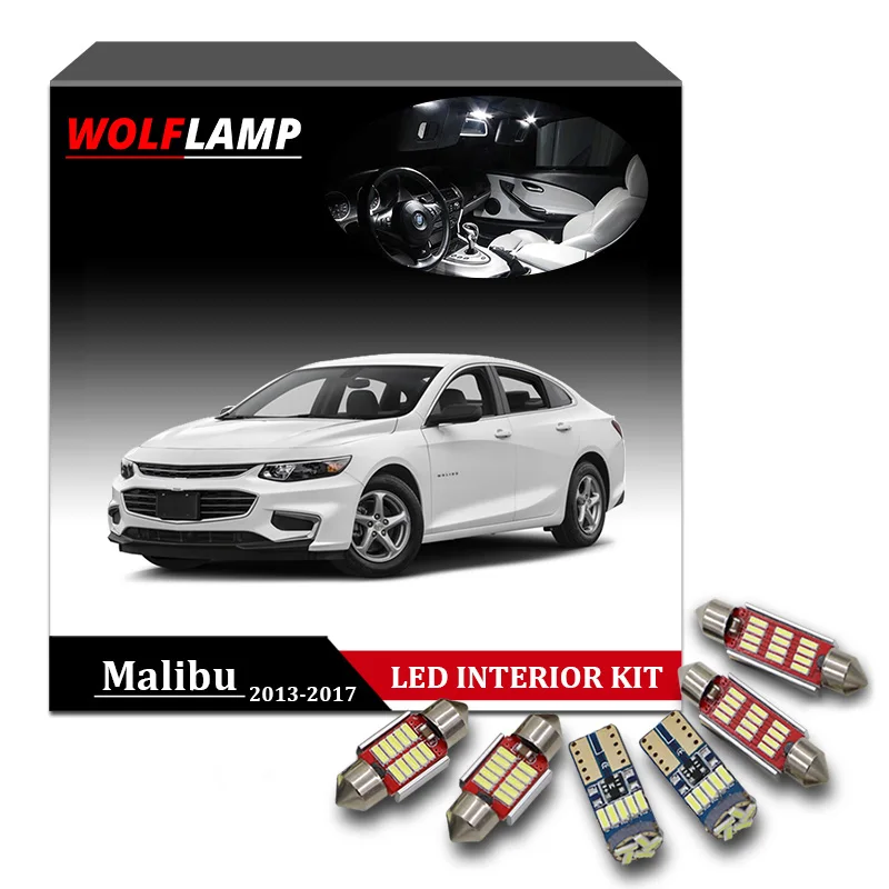 

Wolflamp 9Pcs Super Bright White LED Interior Car Lights For 2013-2017 Chevrolet Malibu Map Light Dome Lamp License Plate Bulb