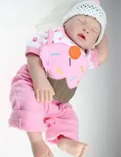 20inch Lifelike Washable Silicone Sleeping Cake Bibpants Doll Reborn New Baby Alive Great Toys Gifts For Kids Women Collection