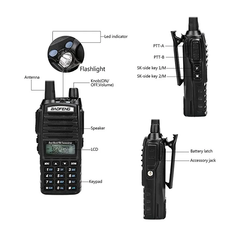 2 комплекта BAOFENG UV 82 8 Вт иди и болтай Walkie Talkie “иди радиостанции UHF VHF Ham CB радио FM