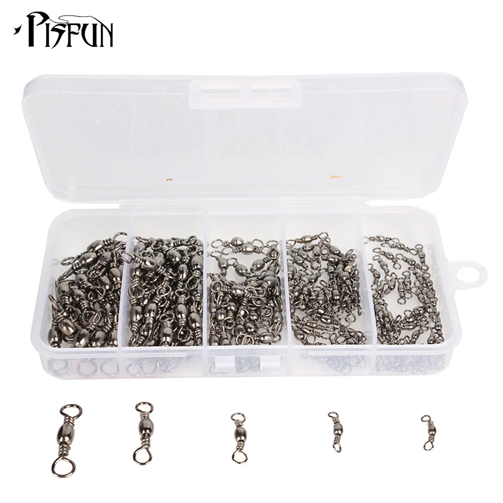 

Goture 200pcs/lot ZX Fishing Swivels Set Sea Rock Barrel Swivel Size #2 #4 #6 #8 #12 Fishing Accessories