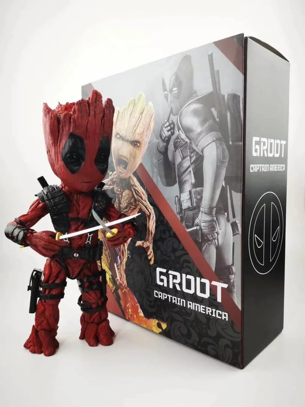 

HOT DC Marvel Anime 26CM Tree Man Endgame Guardians of galaxy groot COS DeadPool Action Figure Model Toy Collection Gifts