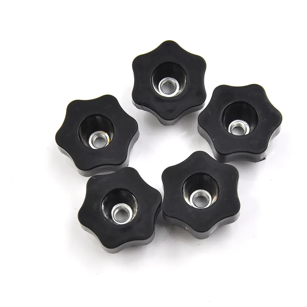 4 PCS M6 Female Thread Star Shaped Head Clamping Nuts Knob with through