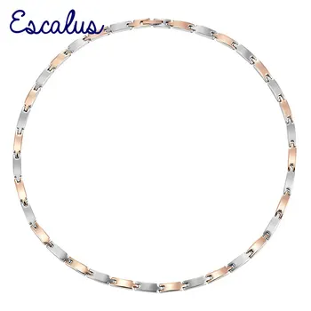 

Escalus 4in1 Stainless Steel Necklace For Women Love Ladies Magnetic 2-Tone Rose Gold Color Magnets Charm Neckwear Gift Jewelry