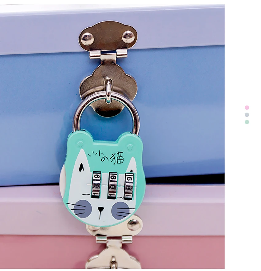 1pc Cute Cat Luggage Padlock Suitcase Backpack Password Lock Cartoon Mini Keyed Padlock Journal Notebook Handbag Code Locks