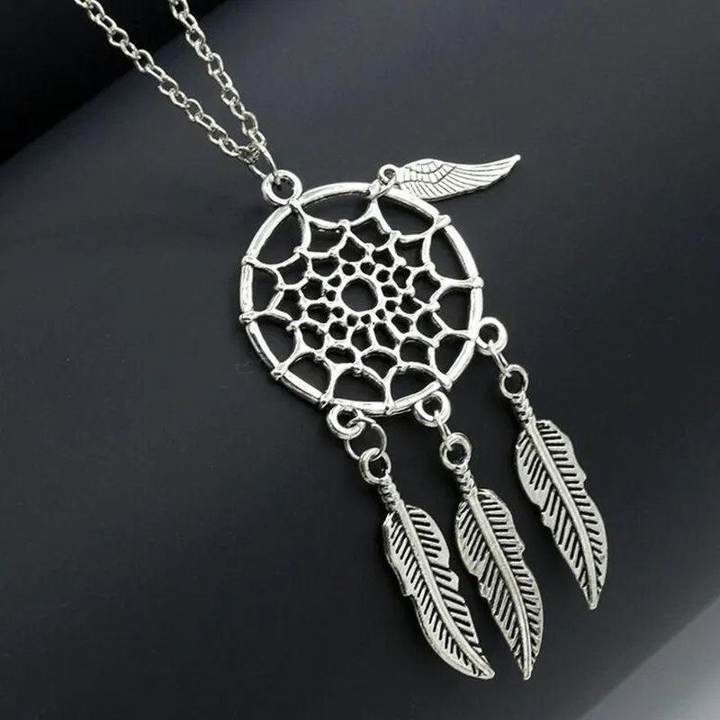 N717 кисточкой перо крыло Bijoux женщин ожерелье кулон в виде Ловца снов цепи ожерелья