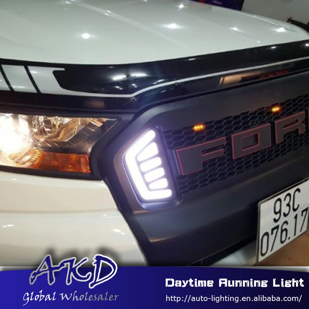 

AKD Car Styling led daytime light for Forda Ranger Endeavour 2017 Grille LED DRL with yellow signal