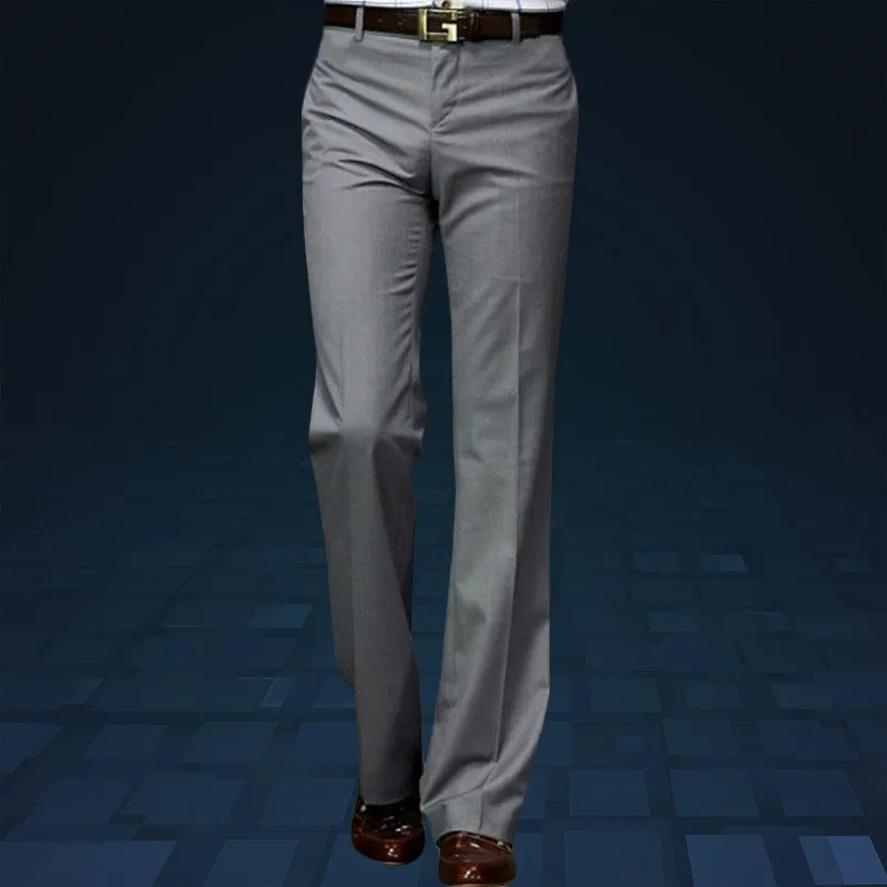 Men's Flared pants Male Summer Straight Suit Pants British leisure Free hot feet trousers Formal Pants For Men Size 37