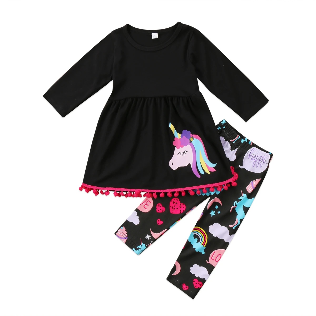 Unicorn Clothes Set 2017 New Kids Baby Girls Long Sleeve T-shirt Tops Dress Rainbow Long Pants 2PCS Outfits Clothes Sets цена Unicorn Clothes Set 2017 New Kids Baby Girls Long Sleeve T-shirt Tops Dress Rainbow Long Pants 2PCS Outfits Clothes Sets цены онлайн