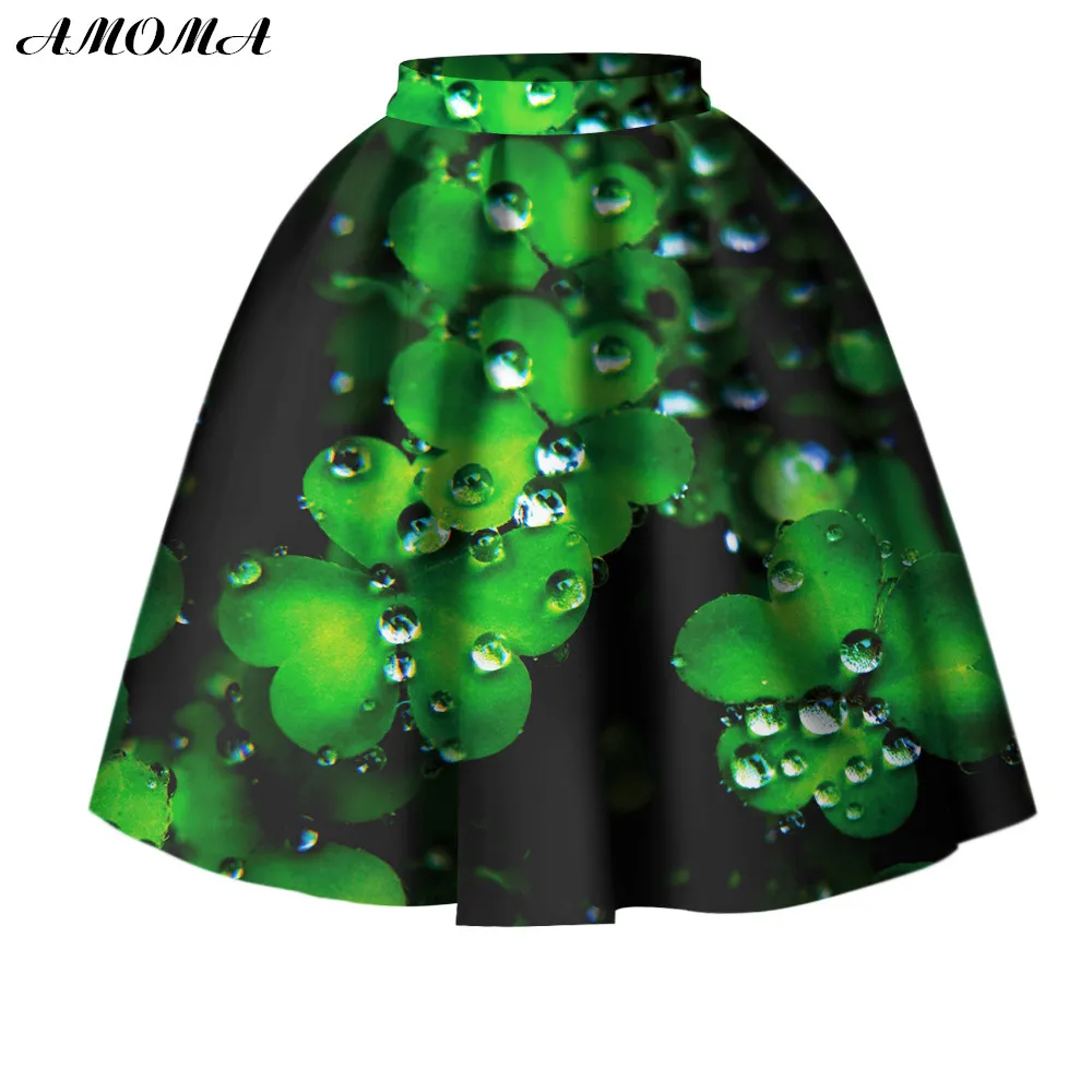 AMOMA Женская бальная разноцветная юбка с 3D принтом для дам, листья росы