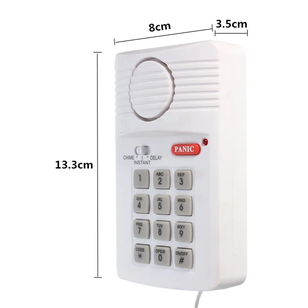 Chime Security Keypad Door Alarm System w/ Panic Button, Sliding Doors