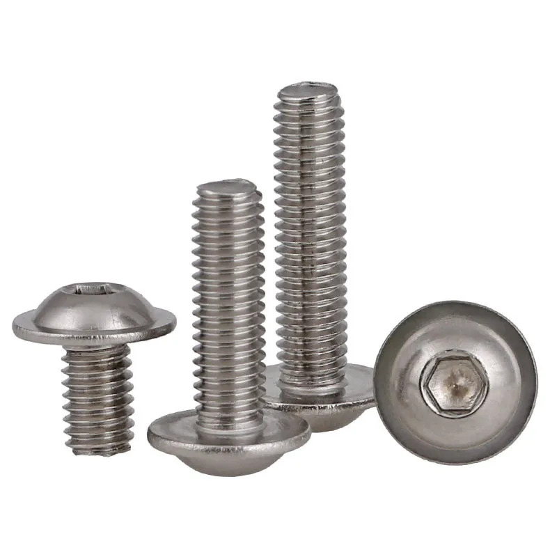 

[M3 M4 M5] 20Pcs Half Round Button Flange Head Hex Socket Screws with Washer Inner Bolt A2-70 Stainless Steel HW176
