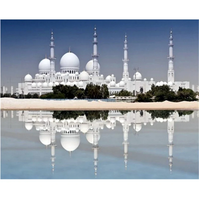 DIY Mosque Diamond Embroidery Cross Stitch Full Square Religion Diamond Mosaic Painting of Rhinestones Needlework Crafts Gifts